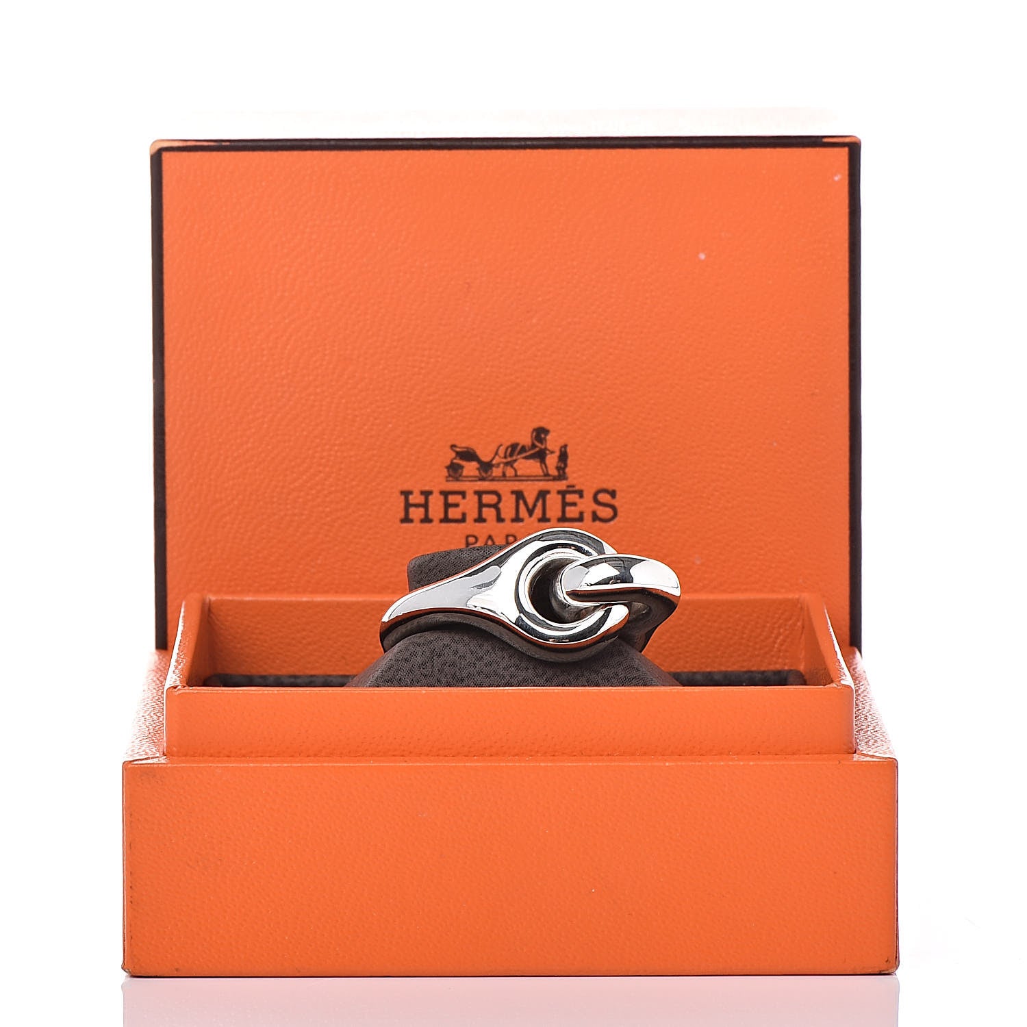 Hermes Sterling Silver Double Circle Link Ring 54 6.75 6 of 6