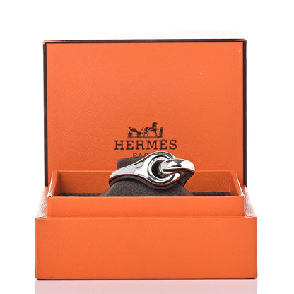 Hermes Sterling Silver Double Circle Link Ring 54 6.75 6 of 6
