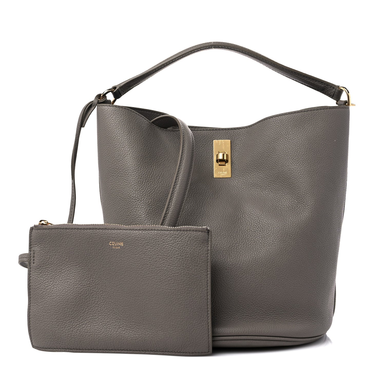 Supple Grained Calfskin Bucket 16 Bag Pebble