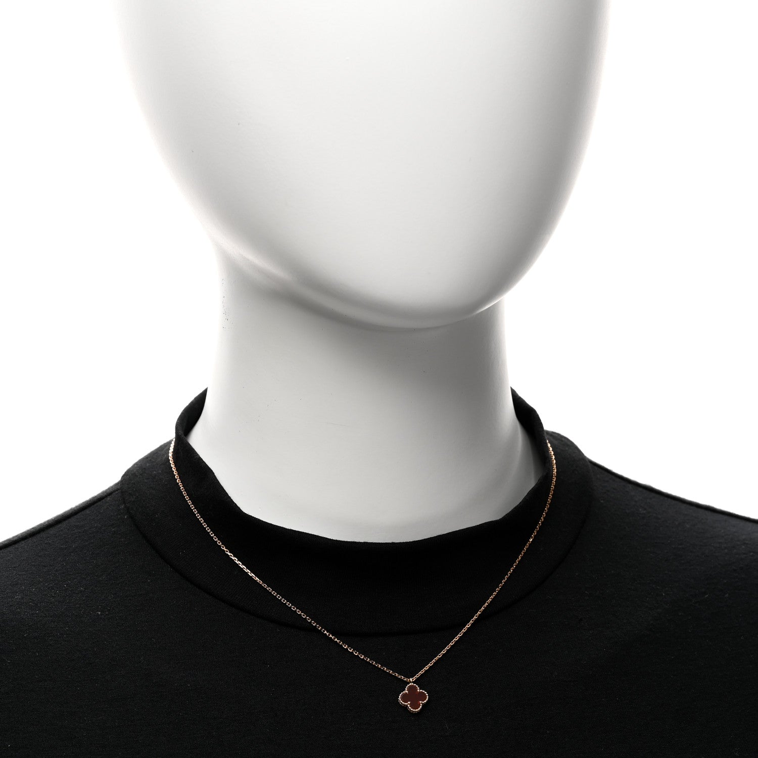 Van Cleef & Arpels 18K Rose Gold Carnelian Sweet Alhambra Pendant Necklace 2 of 5