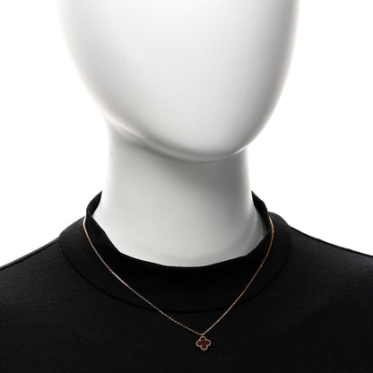 Van Cleef & Arpels 18K Rose Gold Carnelian Sweet Alhambra Pendant Necklace 2 of 5