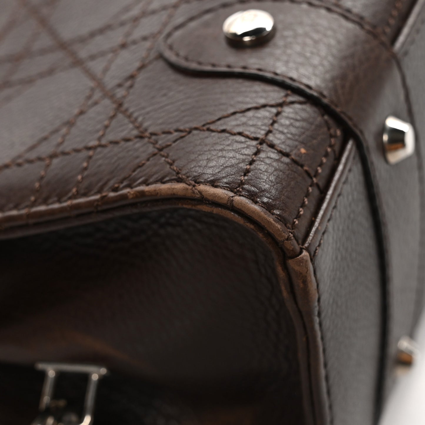 Cannage Stitched East West Lady Dior Brown