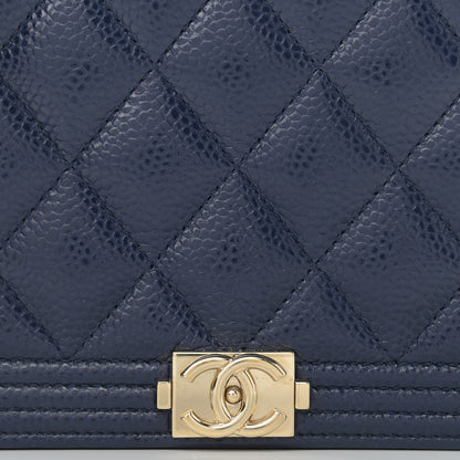 Chanel Caviar Quilted Boy Wallet On Chain WOC Navy 9 of 13