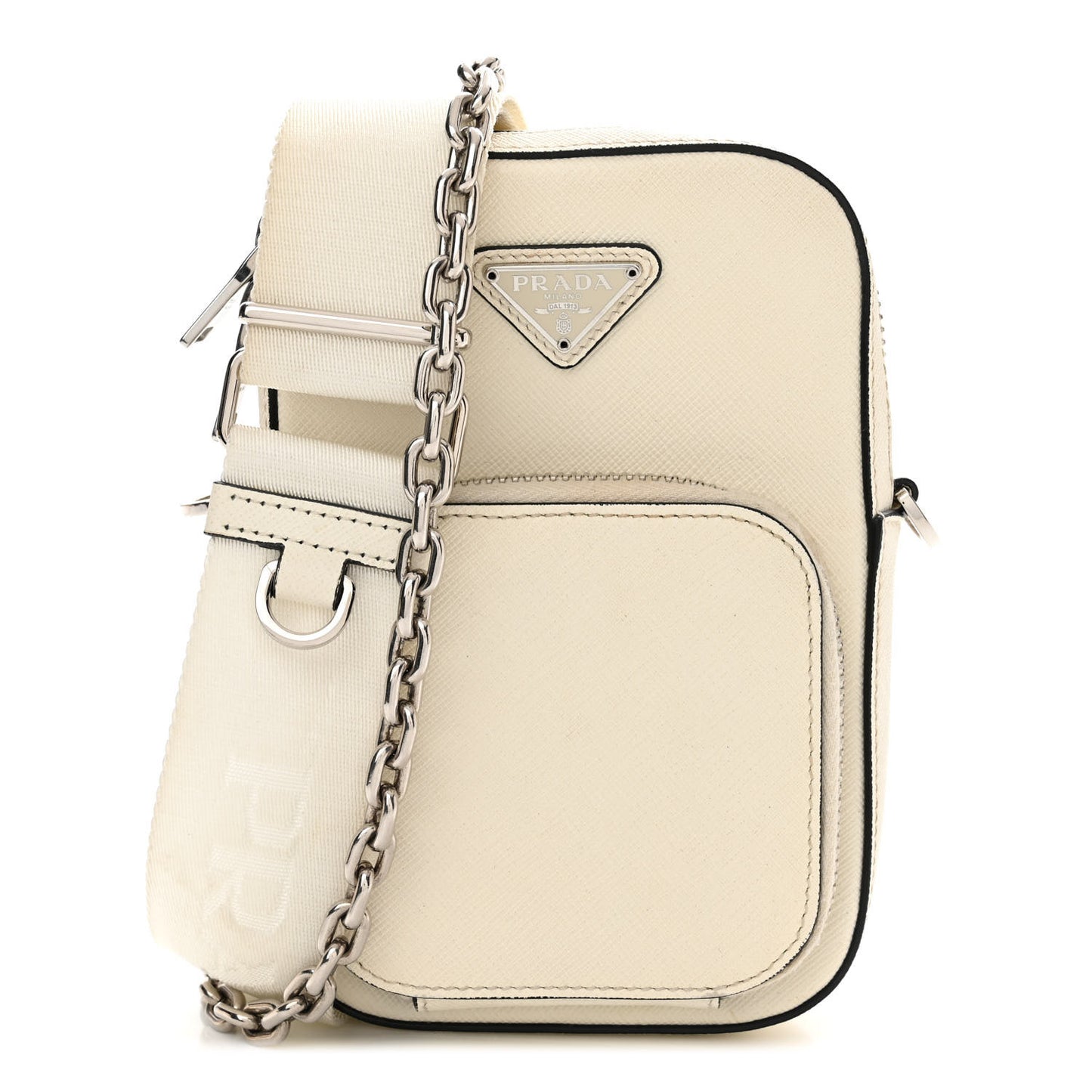 Saffiano Lux Phone Crossbody Pouch White