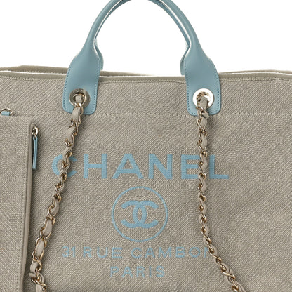 Chanel Mixed Fibers Calfskin Medium Deauville Tote Grey Light Blue 9 of 11