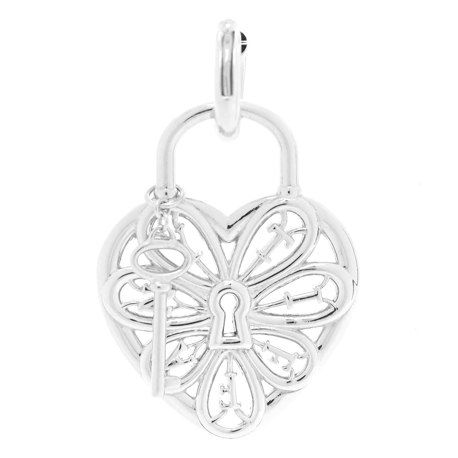 Tiffany Sterling Silver Filigree Heart Key Charm 1 of 5