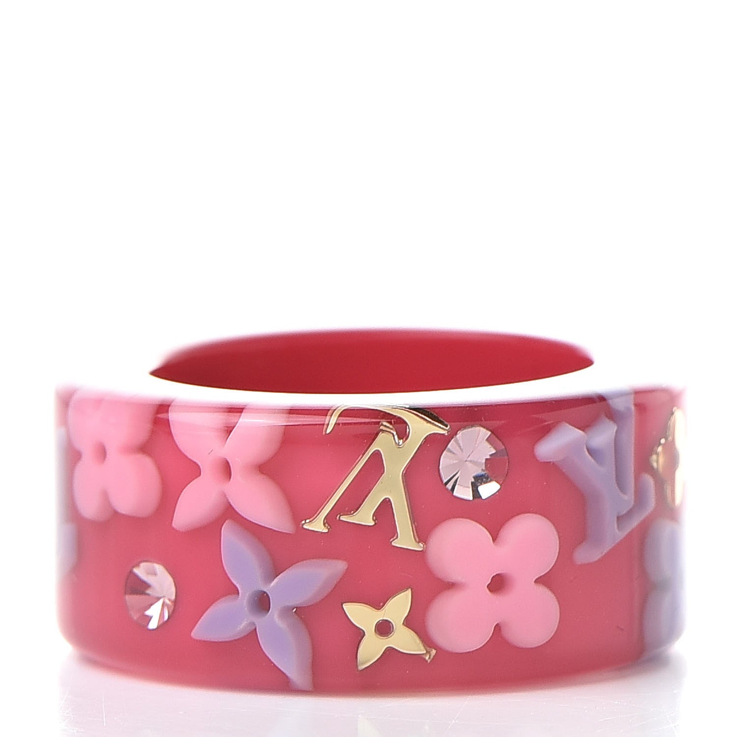 Louis Vuitton Swarovski Crystal Resin Inclusion Ring 7.5 Rose Pop 3 of 5