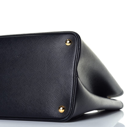 Prada Saffiano Cuir Medium Double Bag Black Fuoco 9 of 10