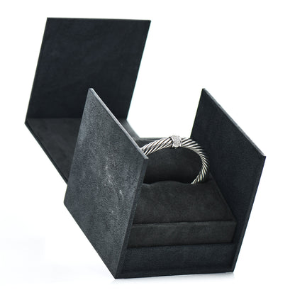 David Yurman Sterling Silver 18K White Gold Diamond 7mm Cable Classics Station Bracelet 5 of 5