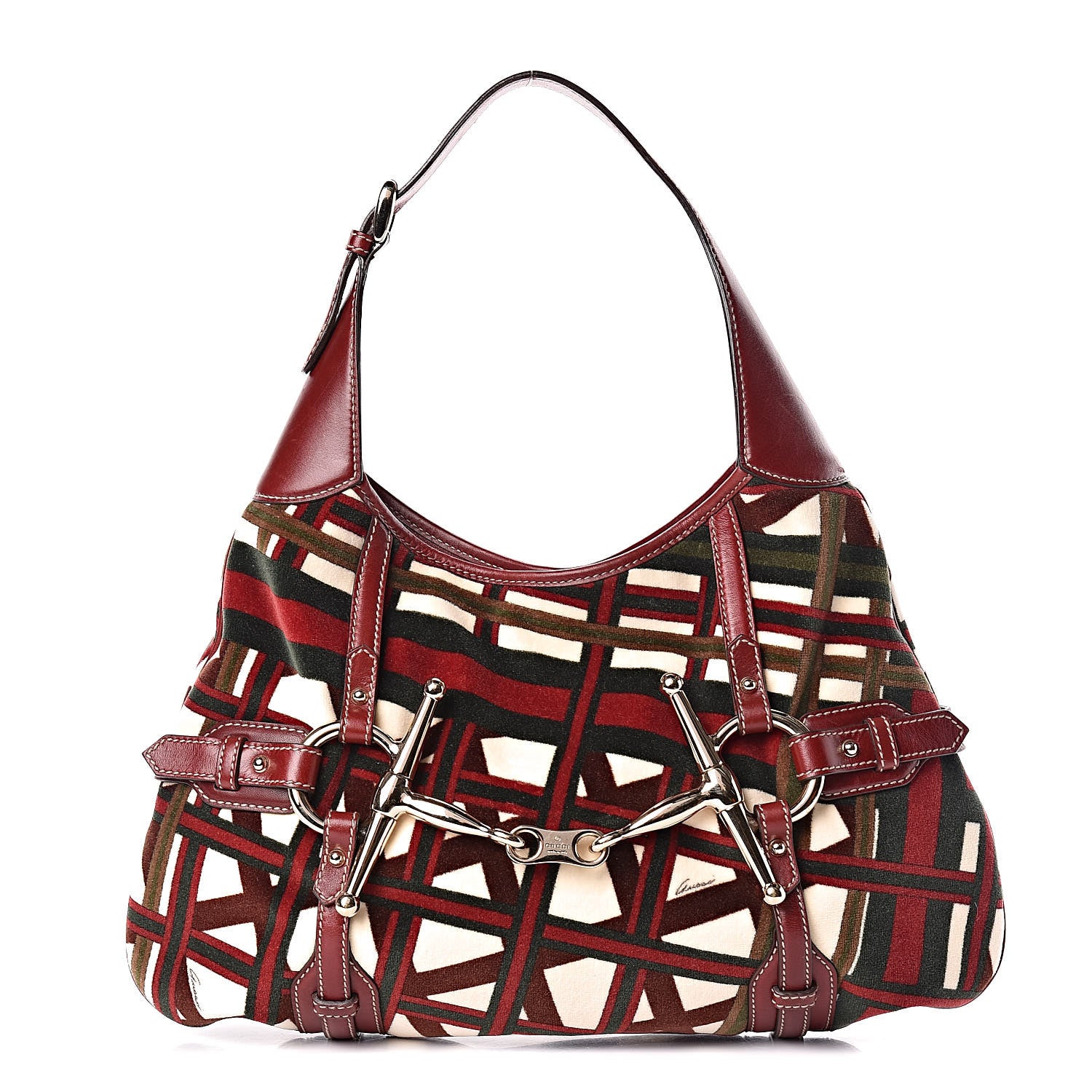 Gucci Velvet Large Horsebit 85th Anniversary Hobo Bordeaux Black 1 of 11