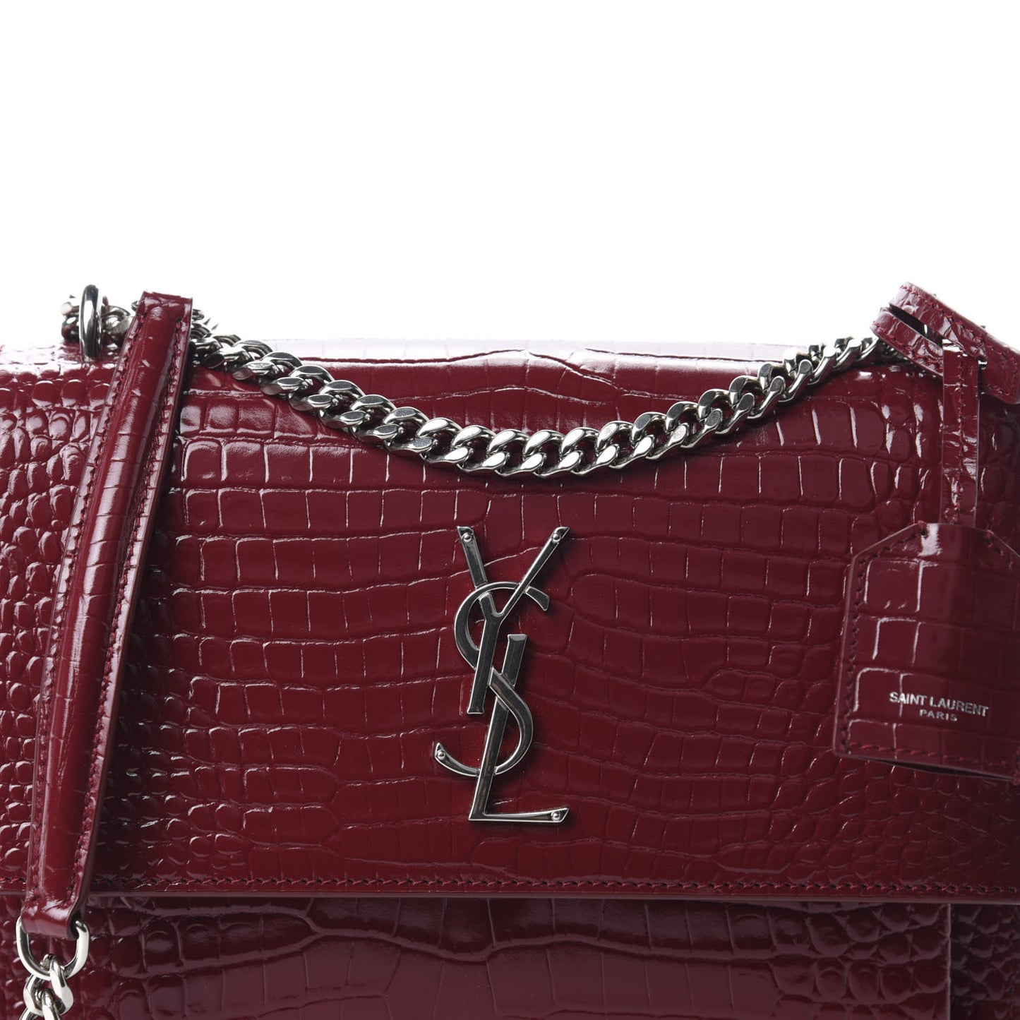 Calfskin Crocodile Embossed Medium Monogram Sunset Palissandre