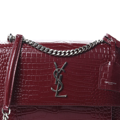 Saint Laurent Calfskin Crocodile Embossed Medium Monogram Sunset Palissandre 10 of 10