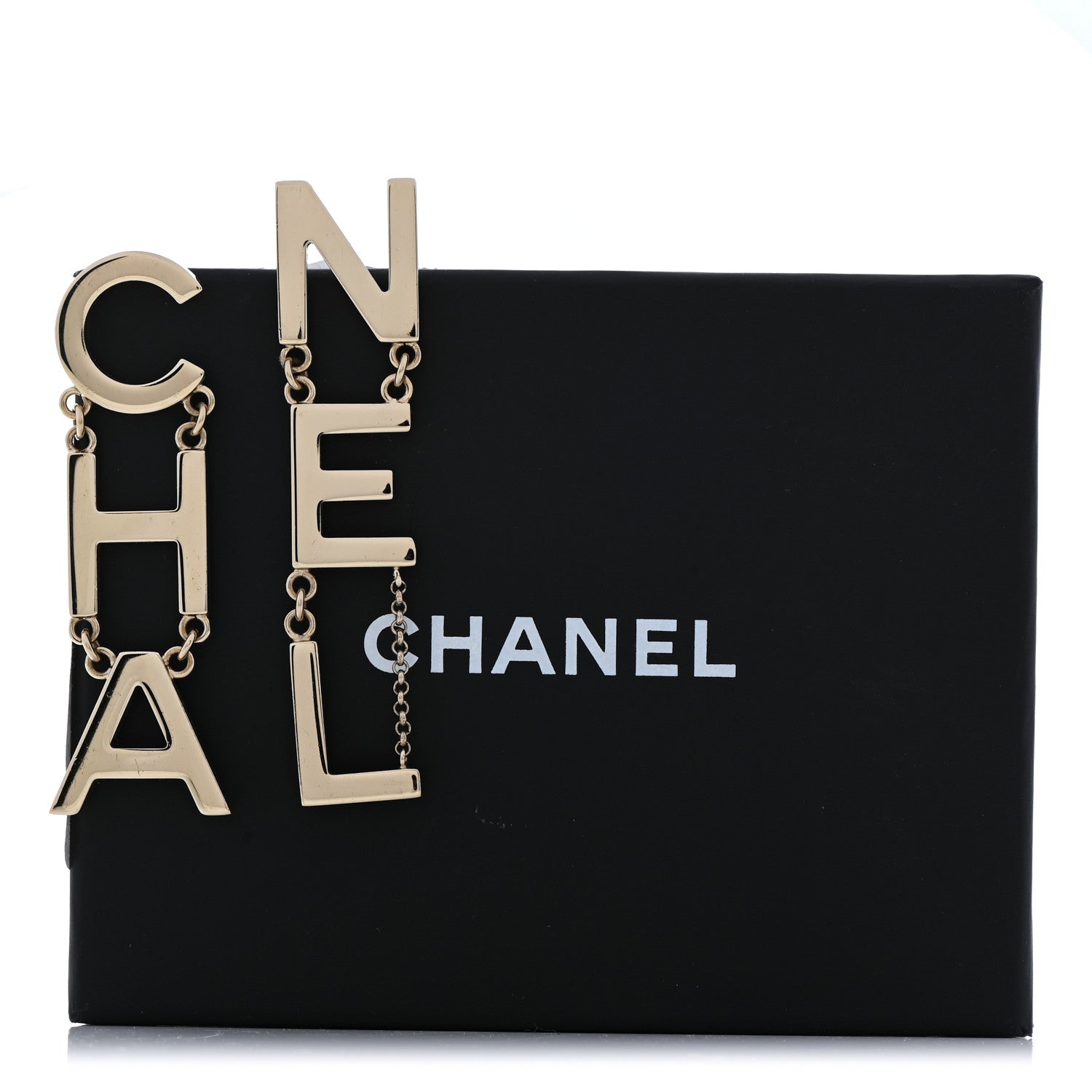 Chanel Metal Cha-Nel Logo Drop Earrings Gold 5 of 5