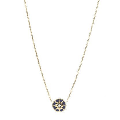 Christian Dior 18K Yellow Gold Diamond Lapis Lazuli Rose Des Vents Necklace 1 of 7