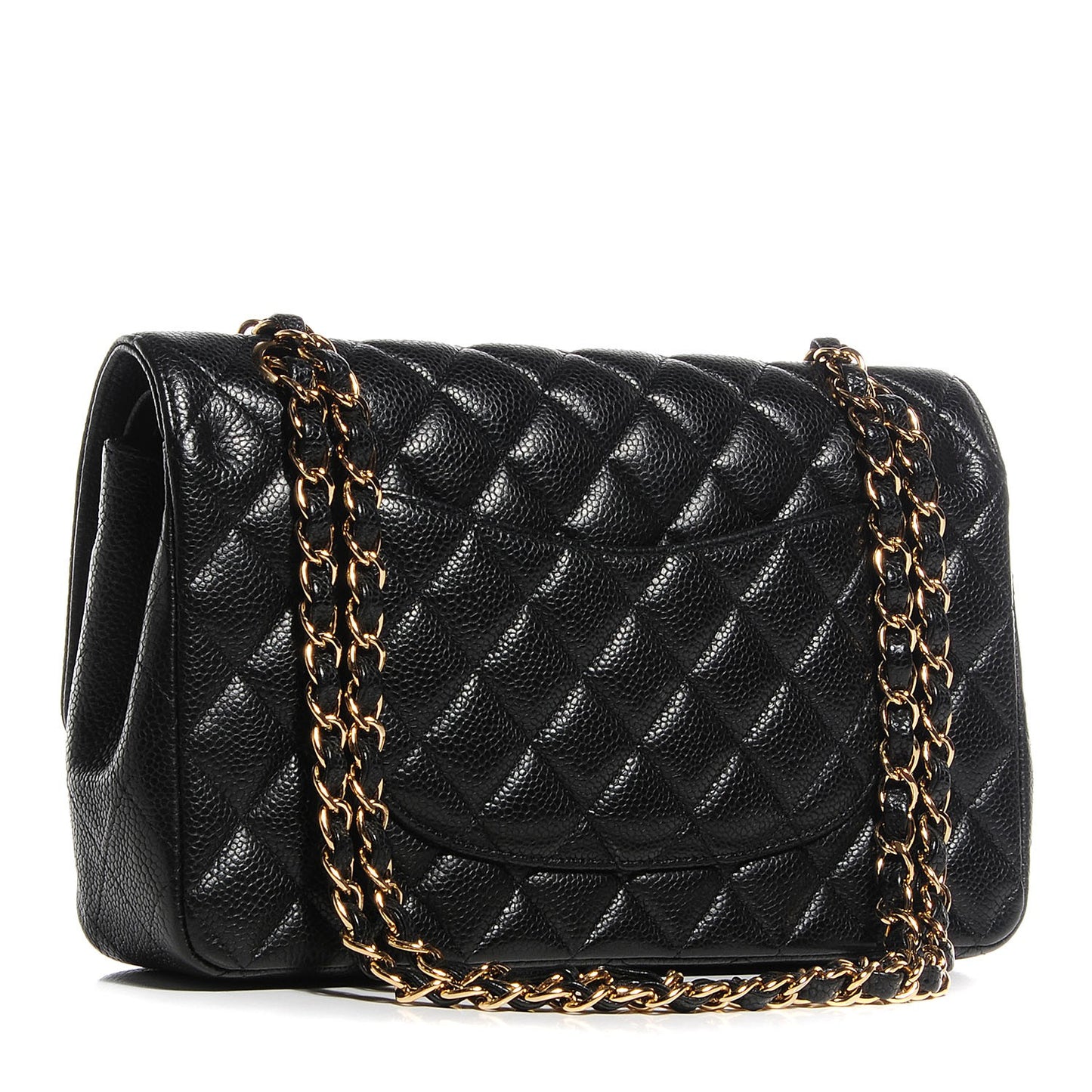 Caviar Quilted Medium Double Flap Black