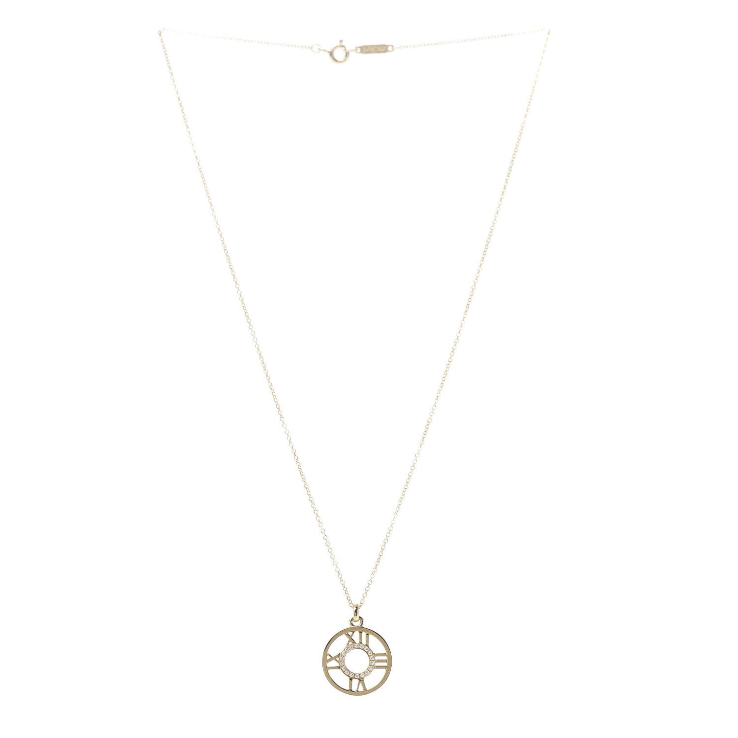 18K Yellow Gold Diamond Small Atlas Open Pendant Necklace