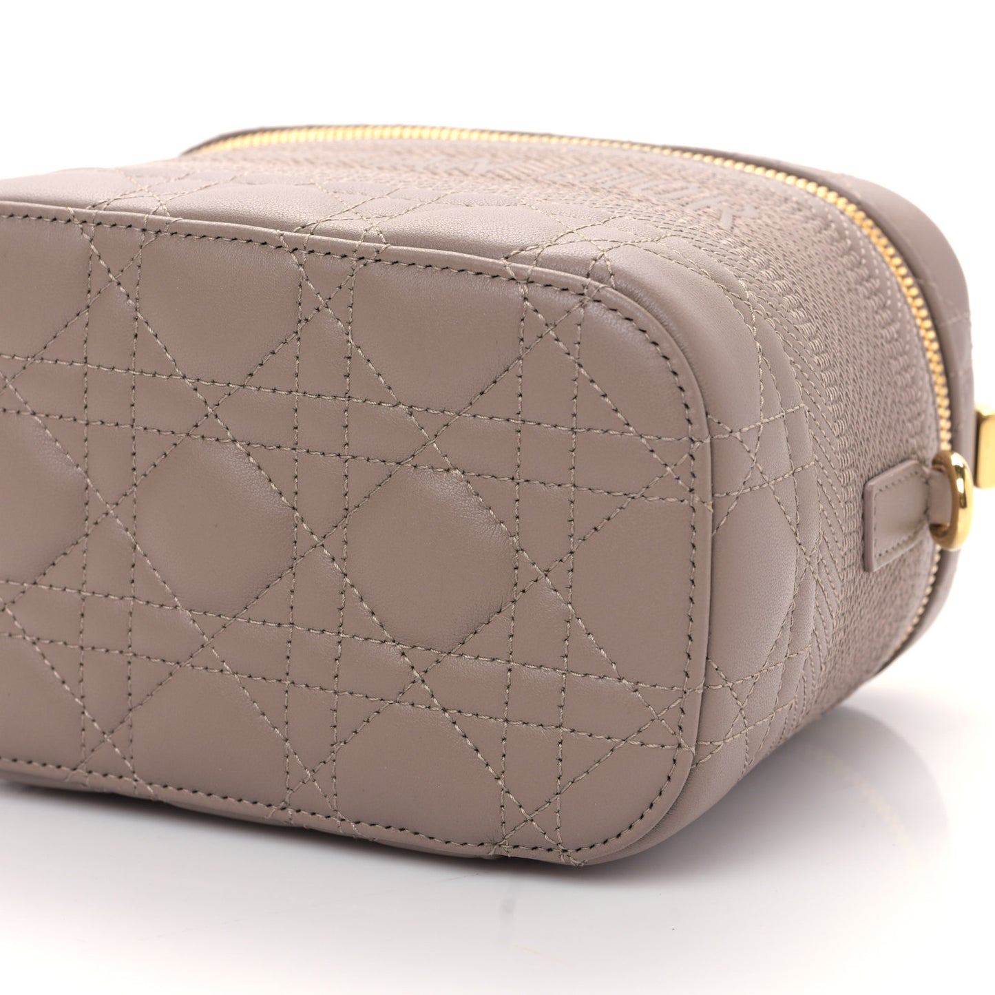 Lambskin Cannage Small Diortravel Vanity Case Warm Taupe