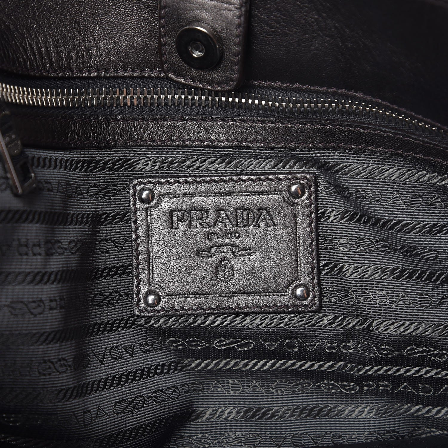 Prada Metallic Nappa Tessuto Tote Ardesia Mord 6 of 6