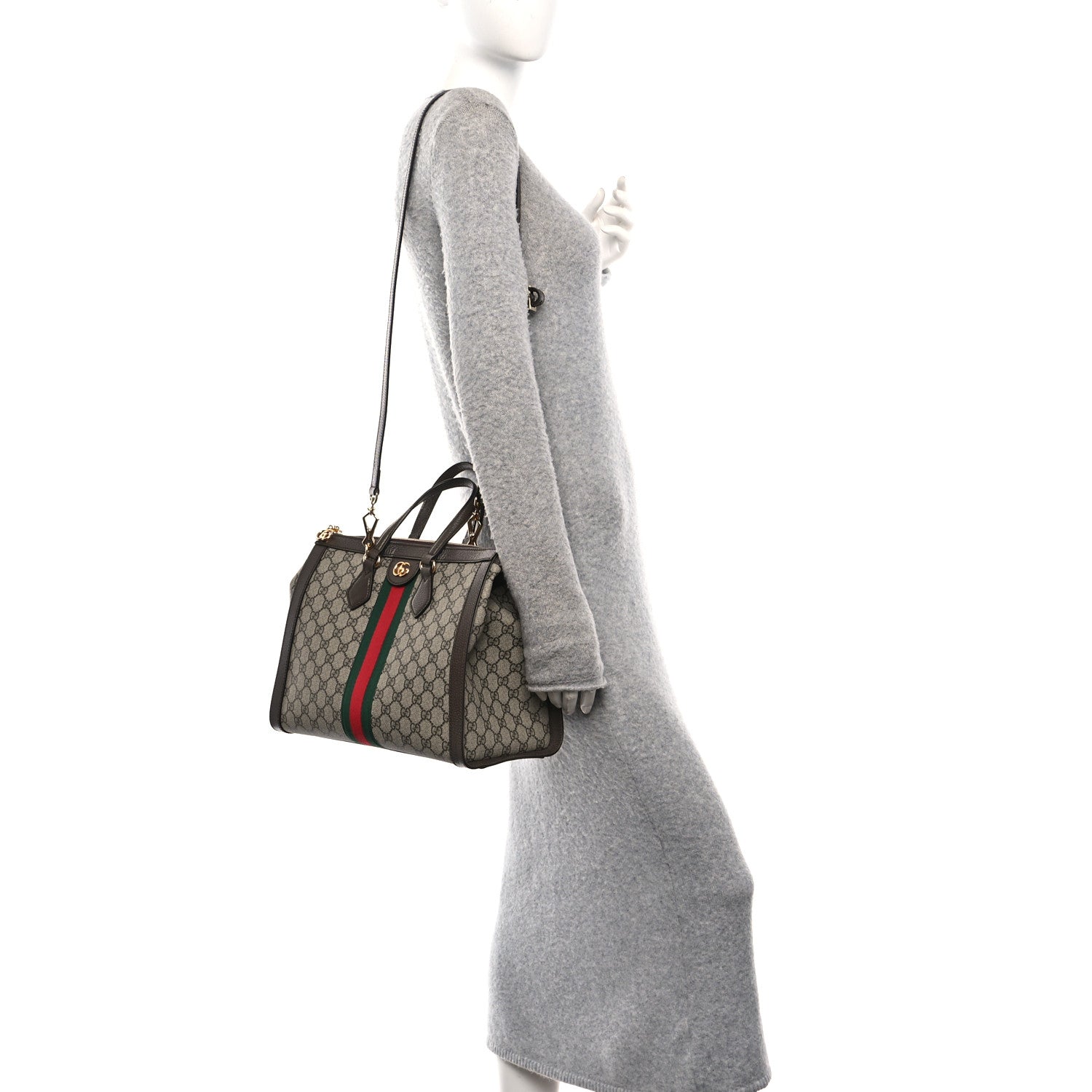 Gucci GG Supreme Monogram Web Medium Ophidia Tote Bag Brown 2 of 10