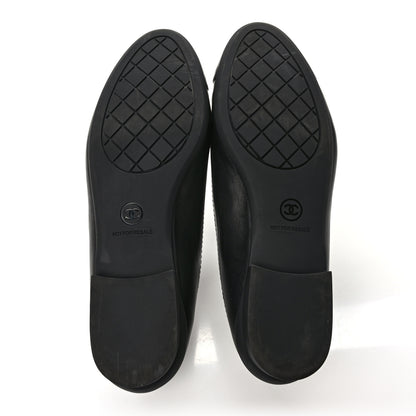 Chanel Lambskin Cap Toe CC Ballerina Flats 37.5 Black 5 of 8