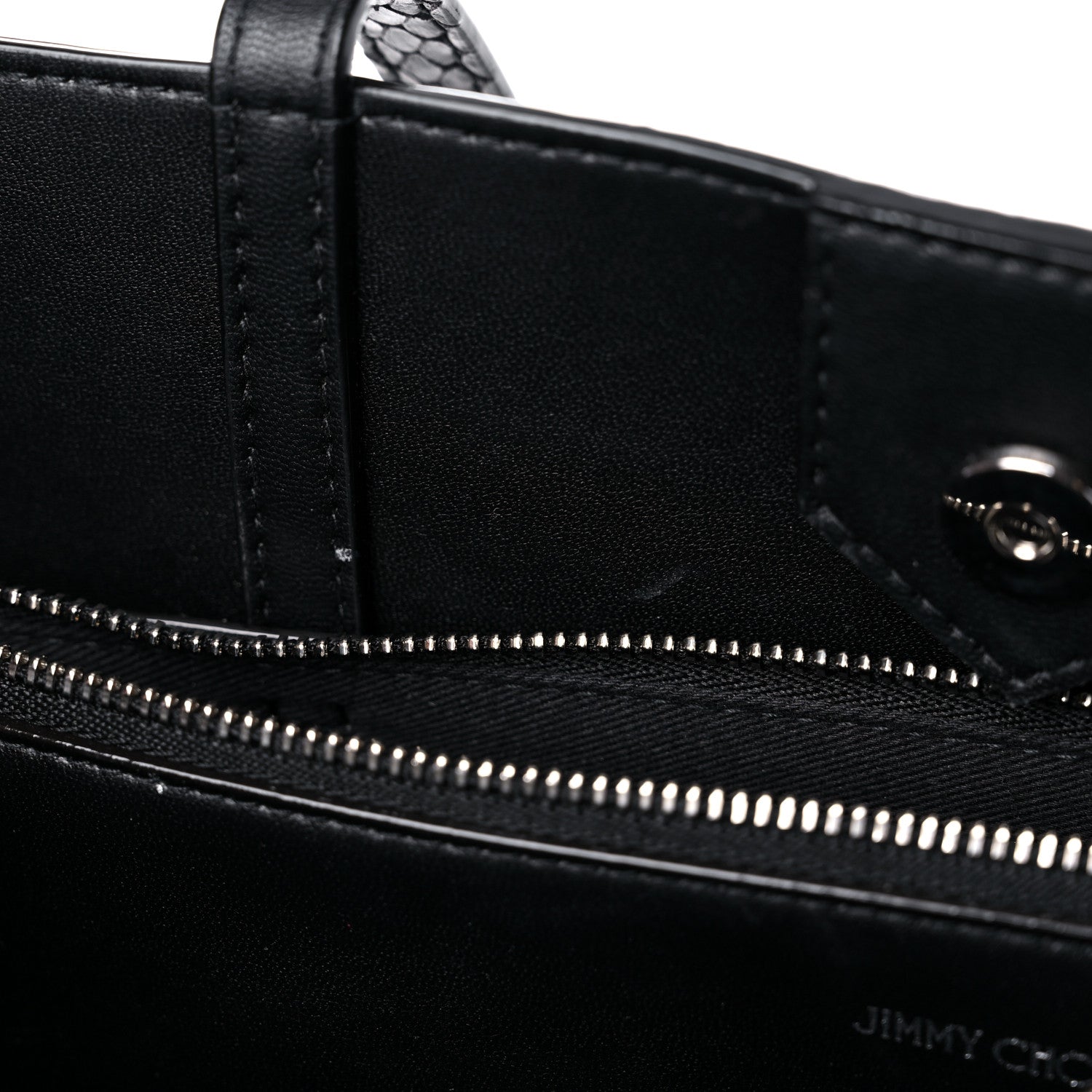 Jimmy Choo Snakeskin Embossed Calfskin JC Tote Anthracite 10 of 13