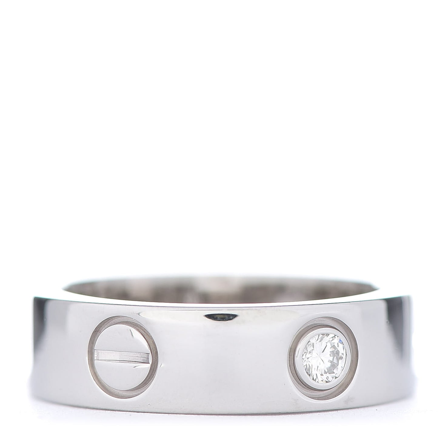 18K White Gold 3 Diamond 5.5mm LOVE Ring 51 5.75
