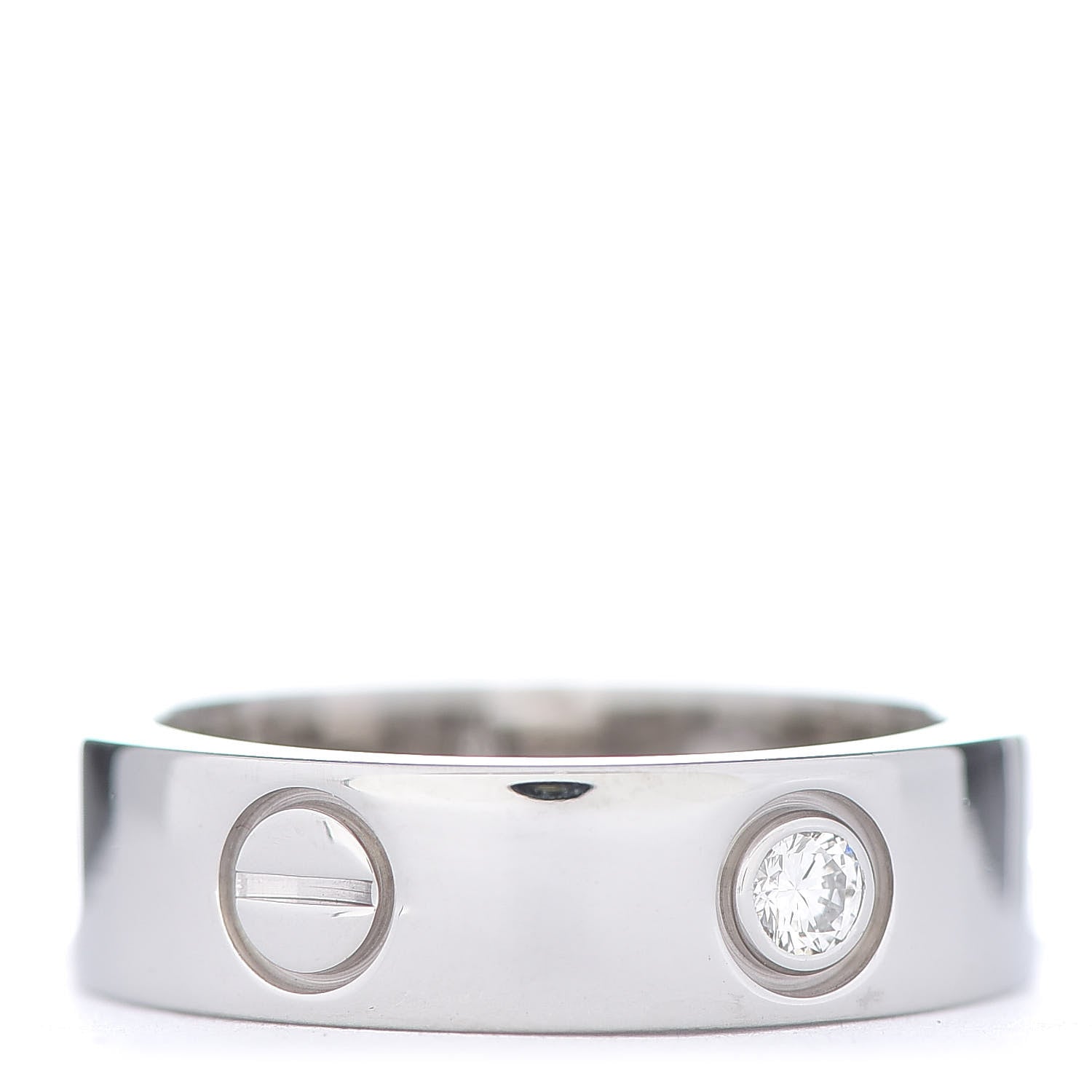 Cartier 18K White Gold 3 Diamond 5.5mm LOVE Ring 51 5.75 3 of 8