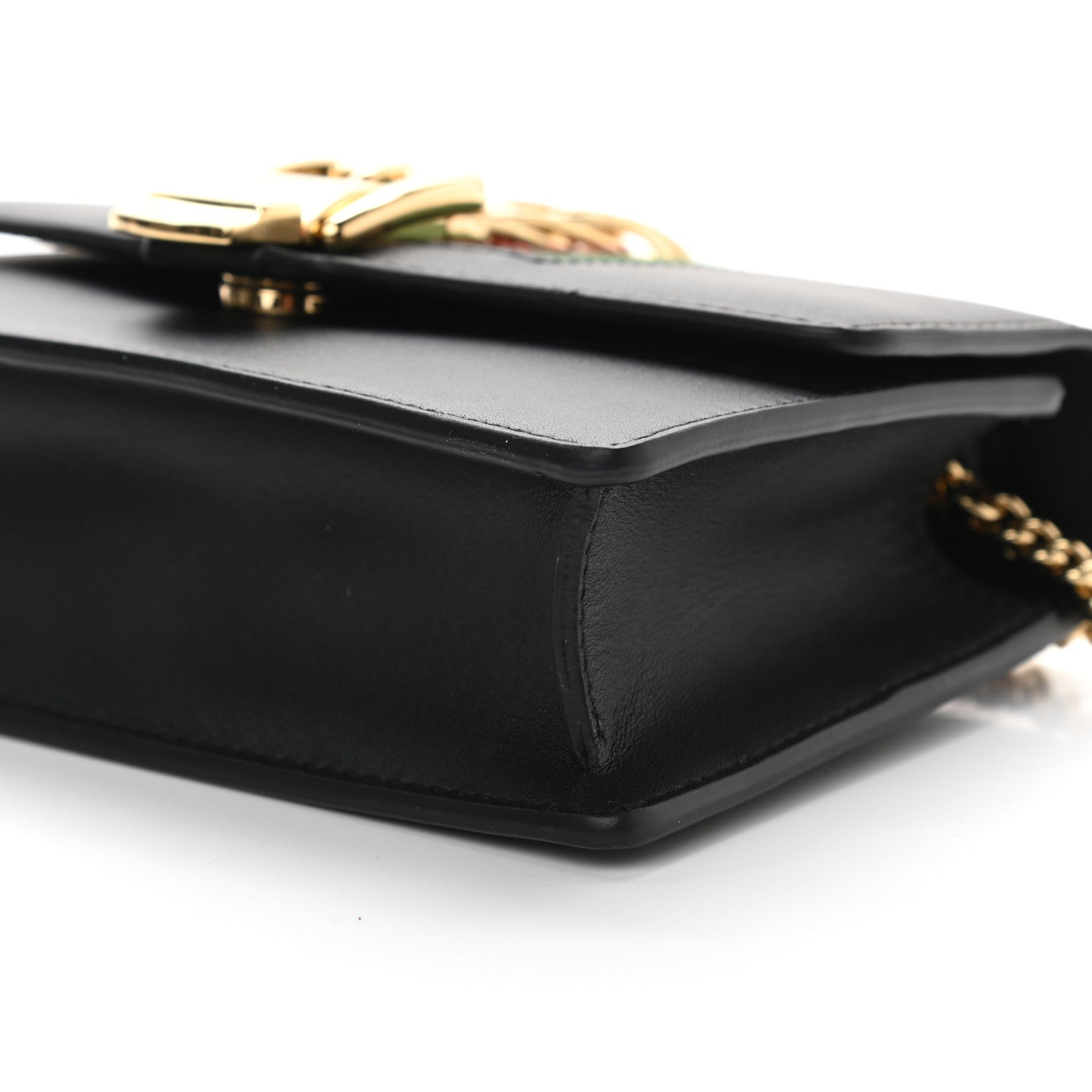 Gucci Calfskin Super Mini Sylvie Chain Shoulder Bag Black 10 of 10