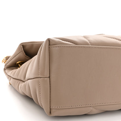 Saint Laurent Lambskin Quilted Small Loulou Puffer Monogram Chain Satchel Dark Beige 8 of 9