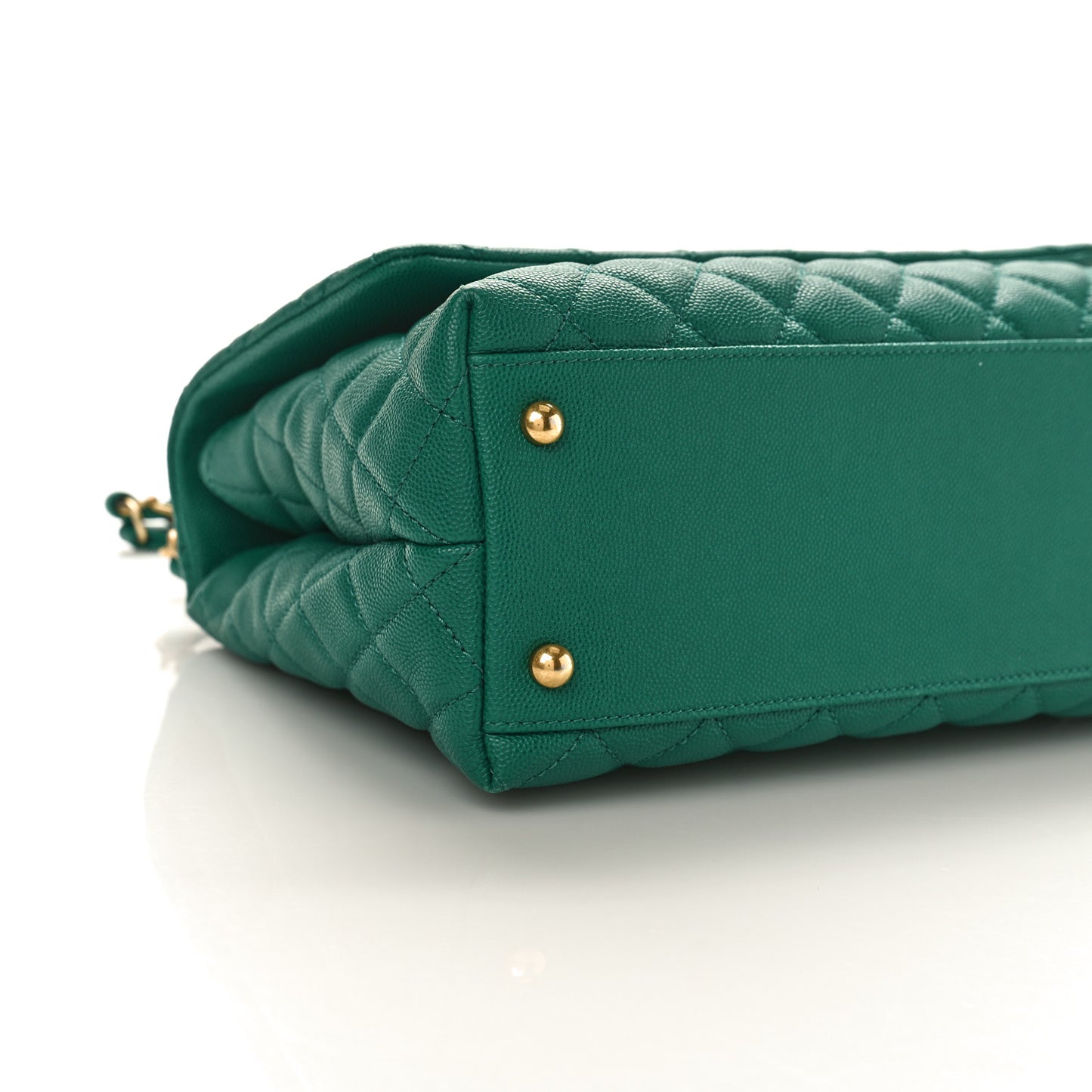 Caviar Quilted Small Coco Handle Flap Green