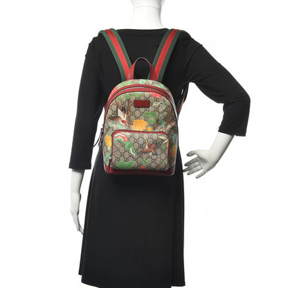 Gucci GG Supreme Monogram Tian Web Small Day Backpack Beige Multicolor Red 2 of 13