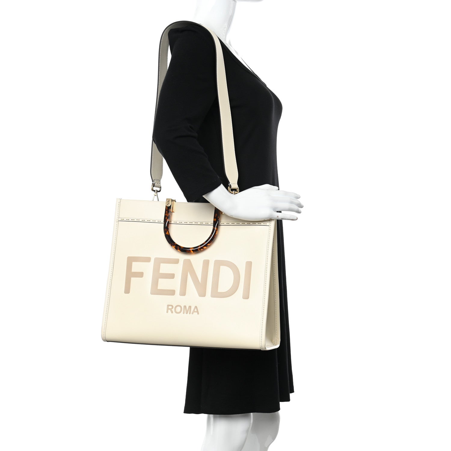 Fendi Vitello King Plexiglass Medium Fendi Sunshine Shopper Tote White Ice 2 of 12