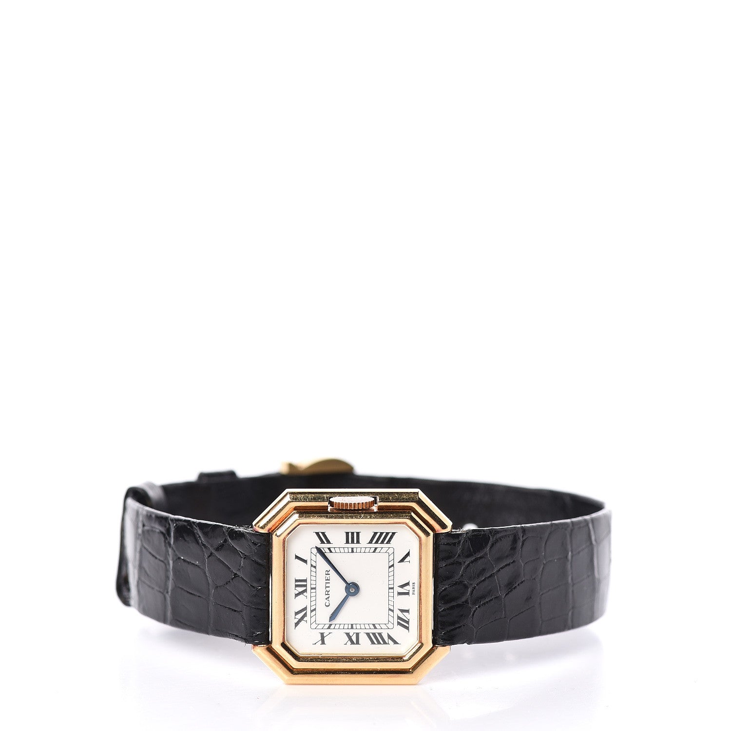 Cartier 18K Yellow Gold Alligator 24mm Ceinture Octagon Manual Winding Watch 3 of 6