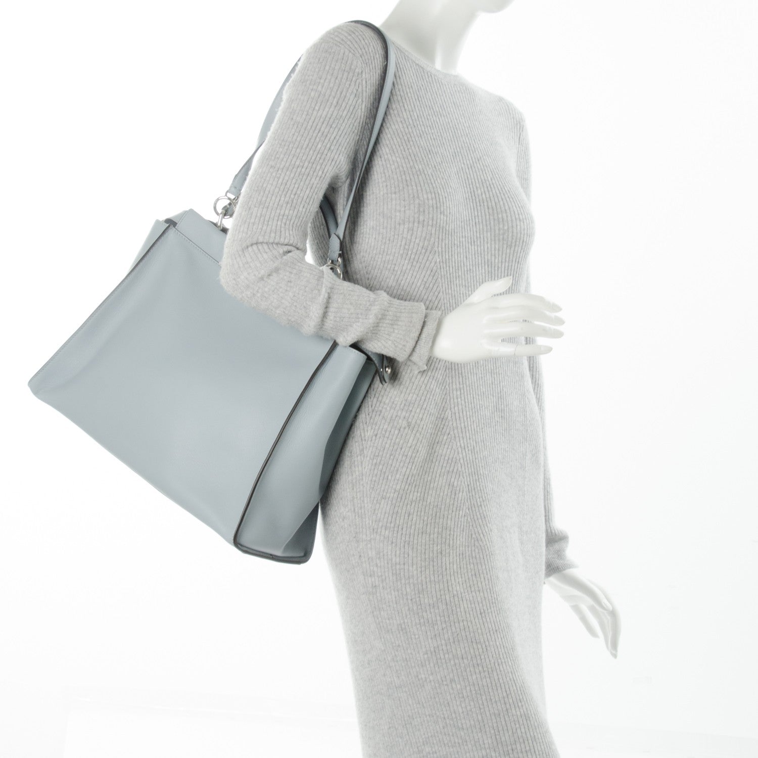 Fendi Vitello Dolce Large Peekaboo Iconic Satchel Polvere Graphite 2 of 7