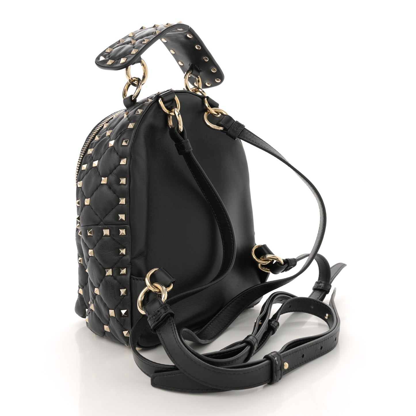 Lambskin VLTN Print Quilted Mini Rockstud Spike Backpack Black