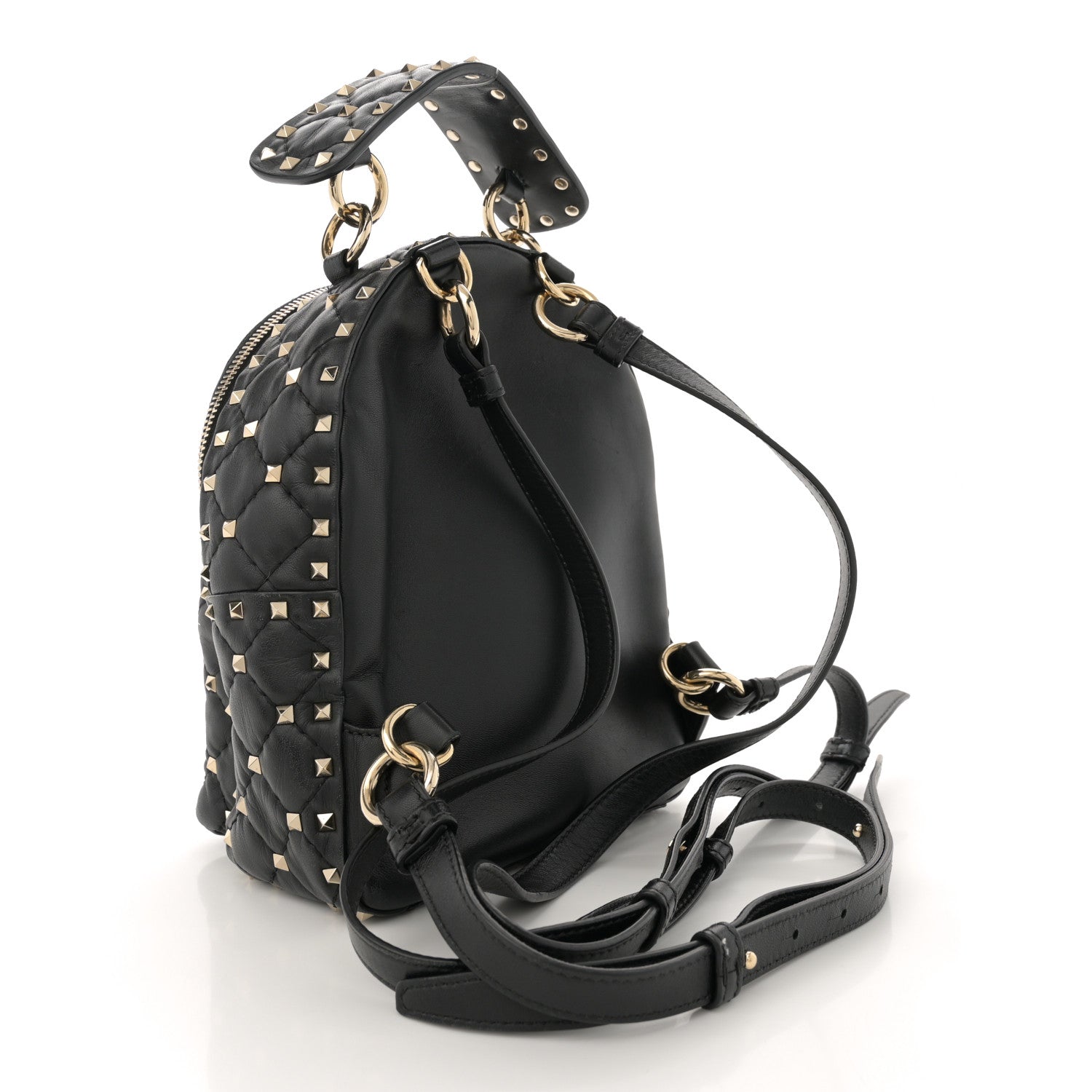 Valentino Garavani Lambskin VLTN Print Quilted Mini Rockstud Spike Backpack Black 3 of 11