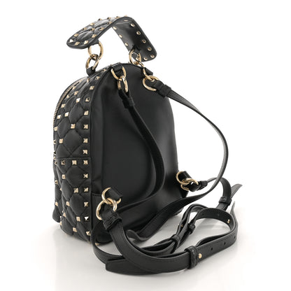 Valentino Garavani Lambskin VLTN Print Quilted Mini Rockstud Spike Backpack Black 3 of 11