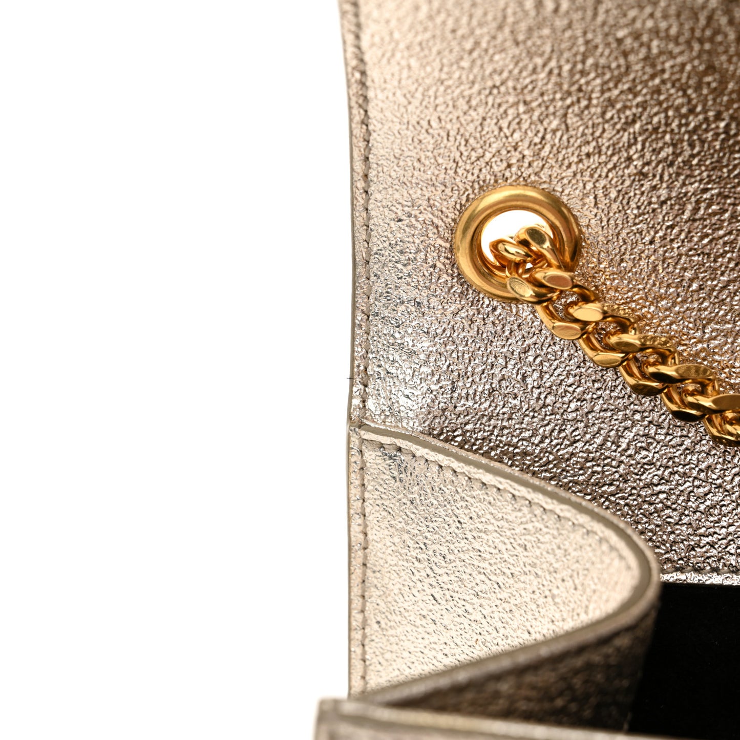 Metallic Calfskin  Star Studded Monogram Wallet on Chain Pale Gold