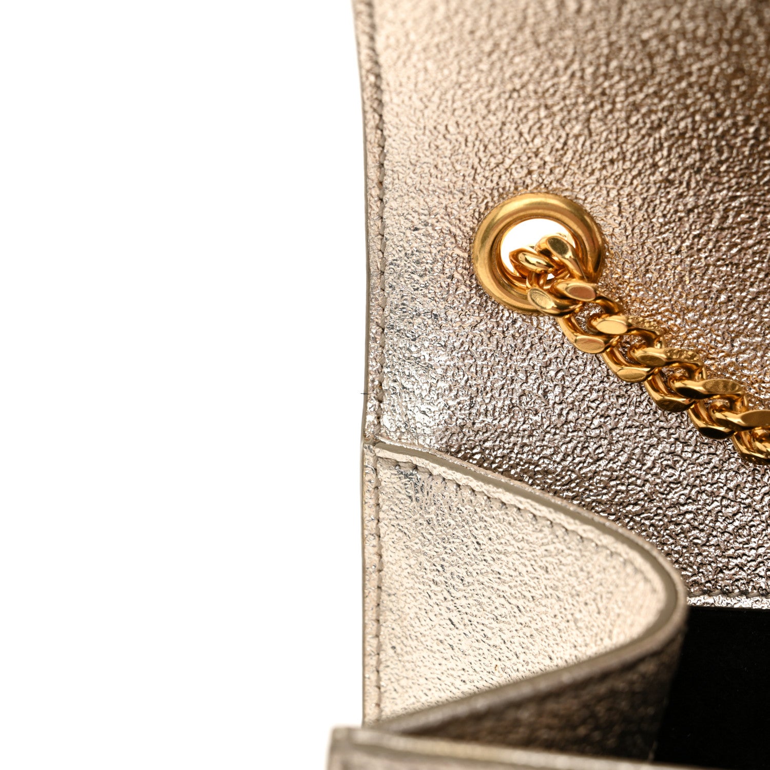 Saint Laurent Metallic Calfskin  Star Studded Monogram Wallet on Chain Pale Gold 12 of 13