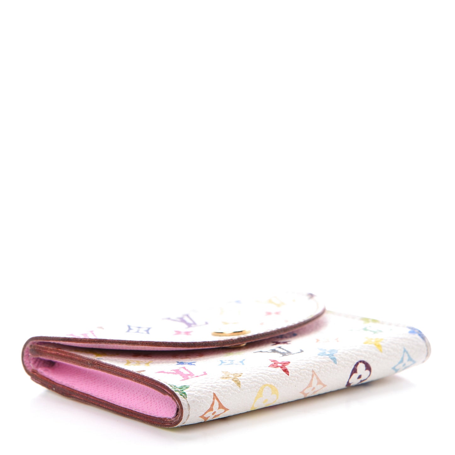 Monogram Multicolor Business Card Holder White Litchi