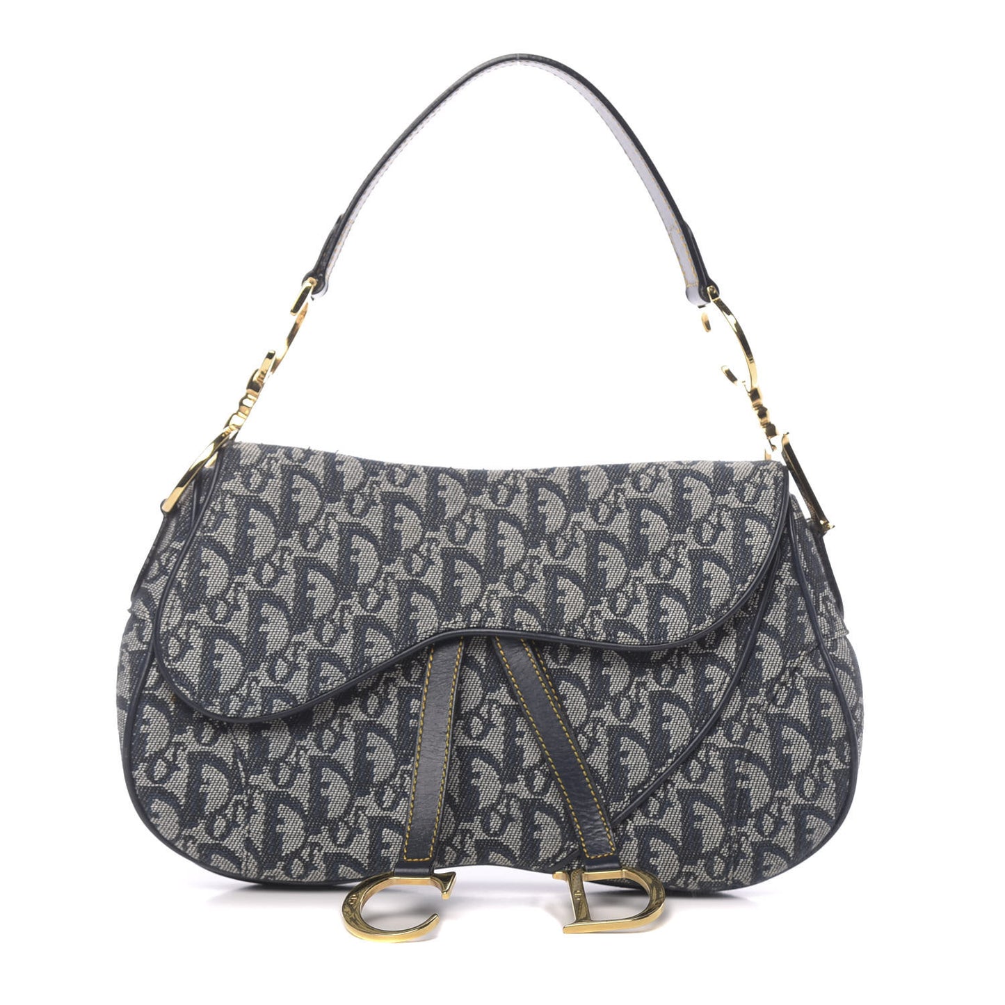 Monogram Double Saddle Bag Navy Blue