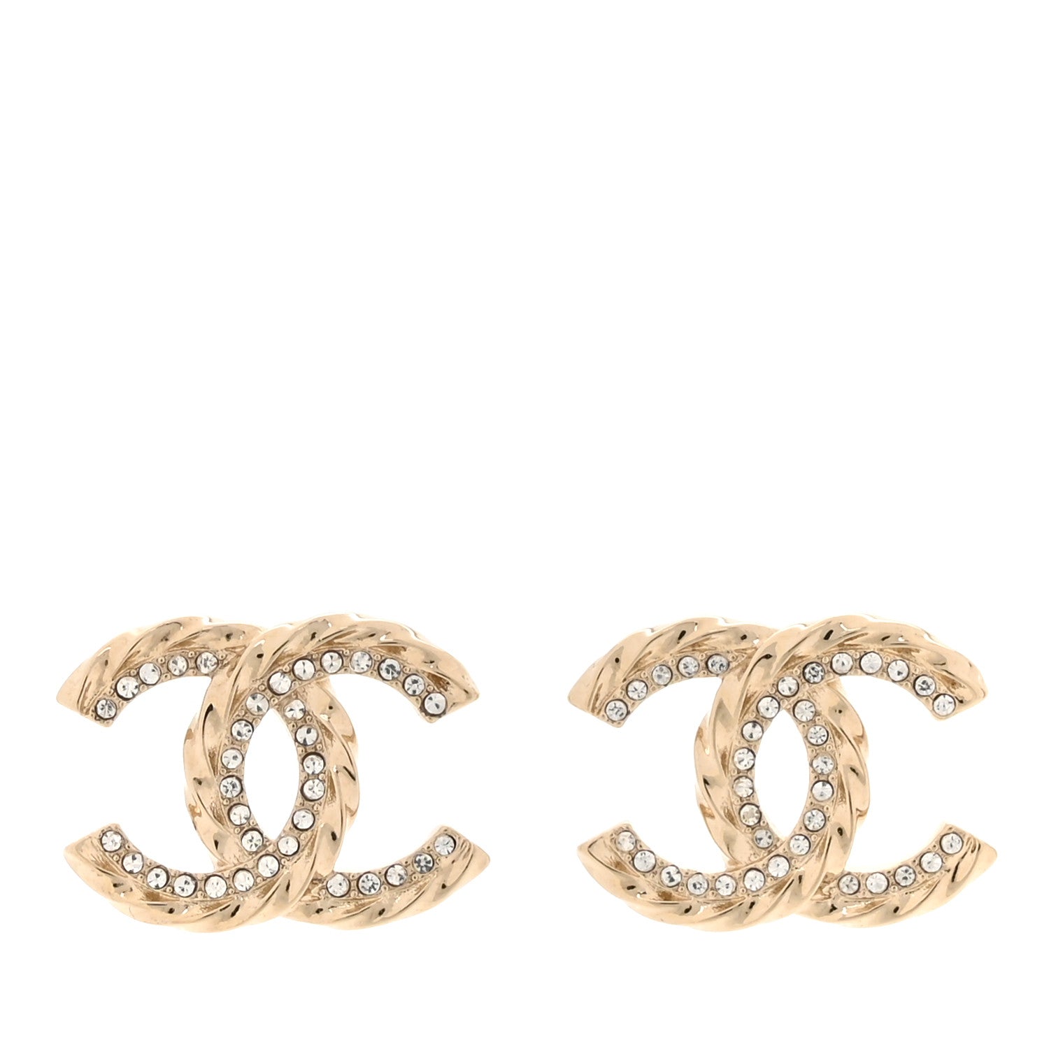 Chanel Crystal CC Earrings Gold 1 of 4