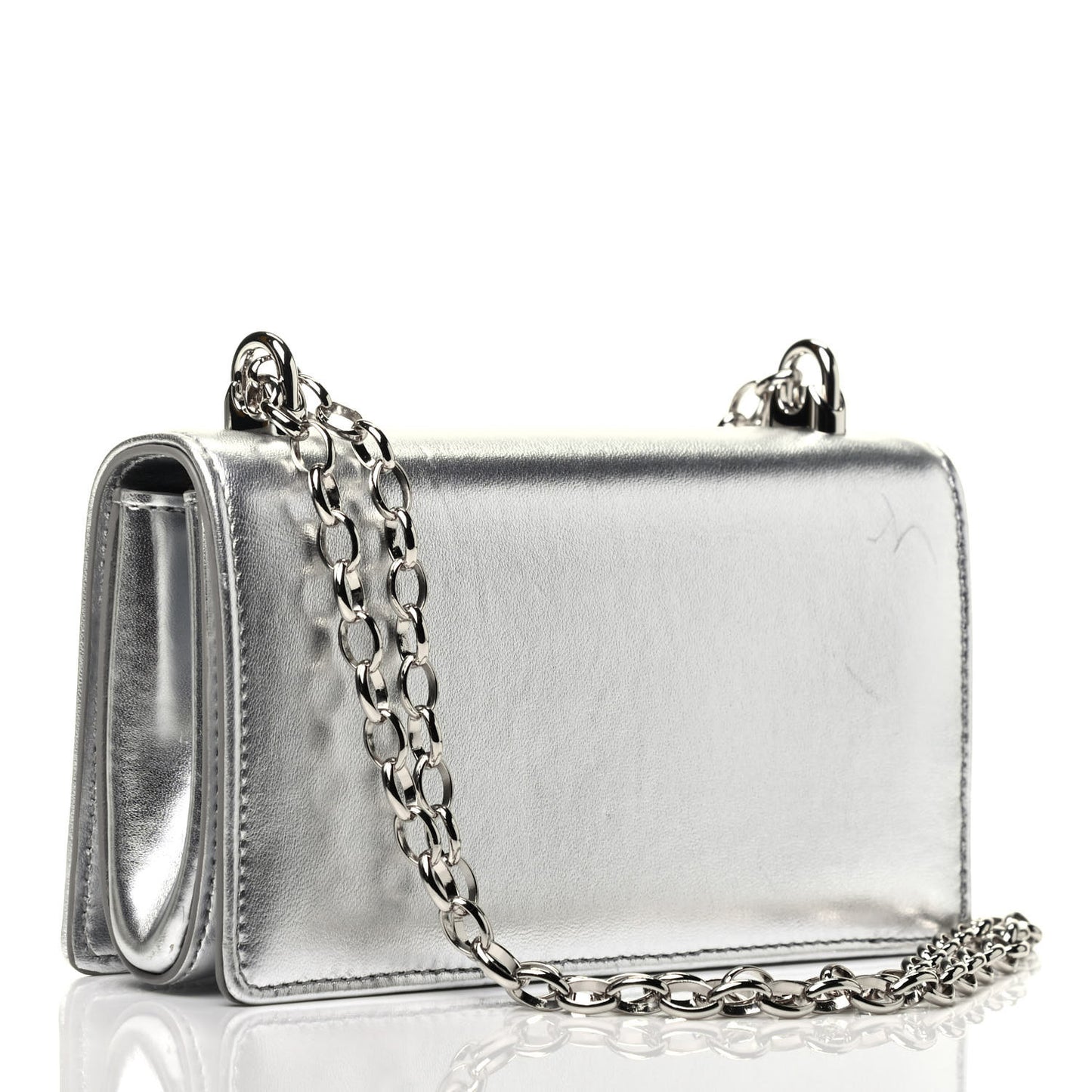 Metallic Nappa DG Girls Shoulder Bag Argento