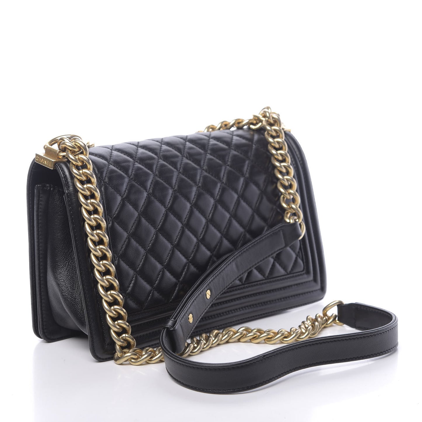 Lambskin Quilted Medium Boy Flap Black