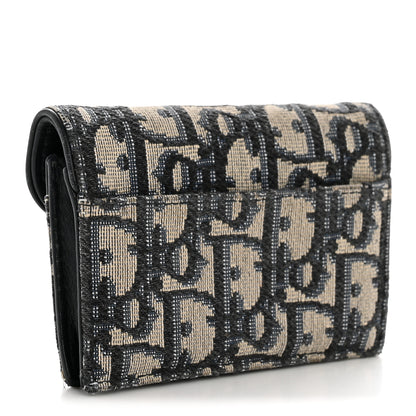 Christian Dior Oblique Saddle Card Holder Blue 3 of 12