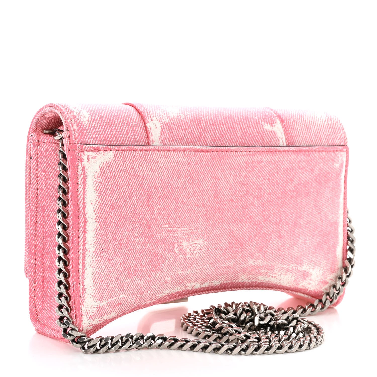 Balenciaga Nappa Denim Printed Hourglass Chain Bag Denim Pink 3 of 9