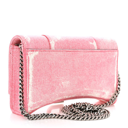 Balenciaga Nappa Denim Printed Hourglass Chain Bag Denim Pink 3 of 9
