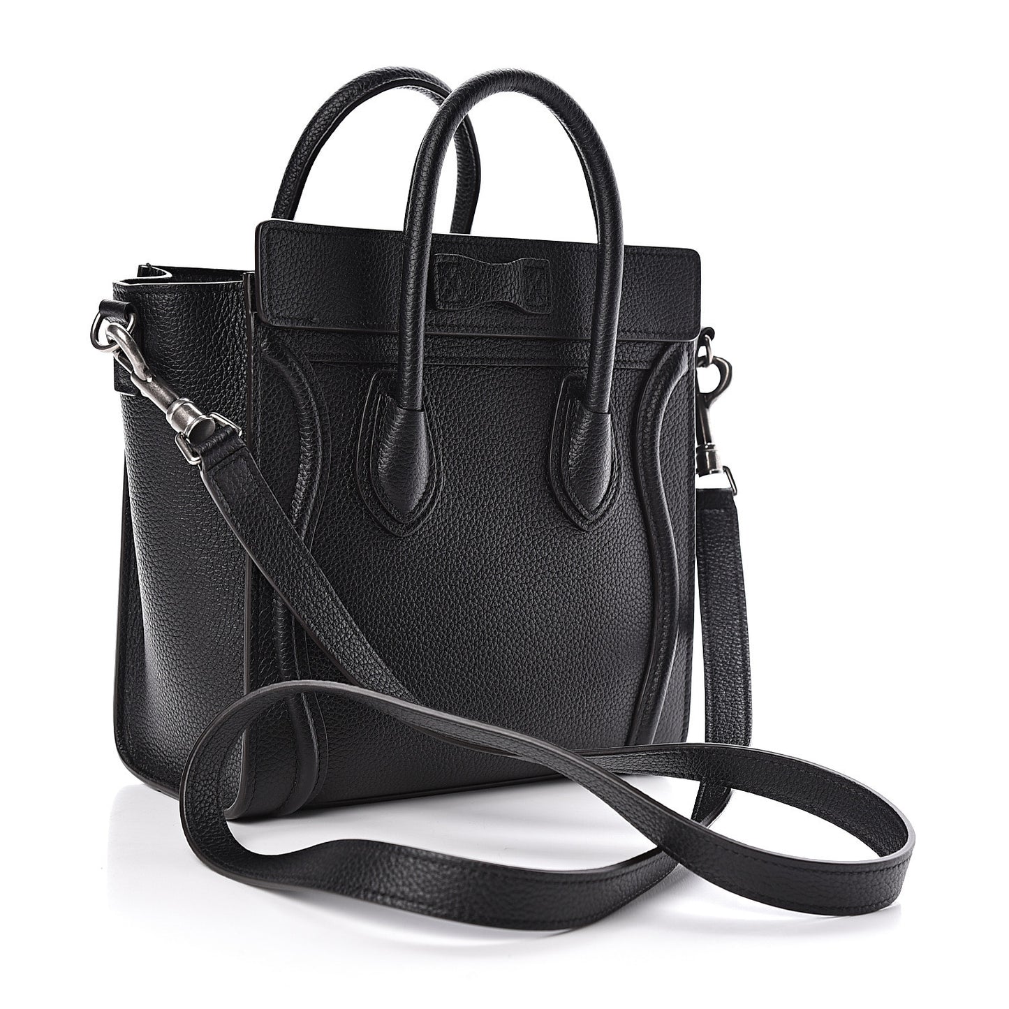 Drummed Calfskin Nano Luggage Black