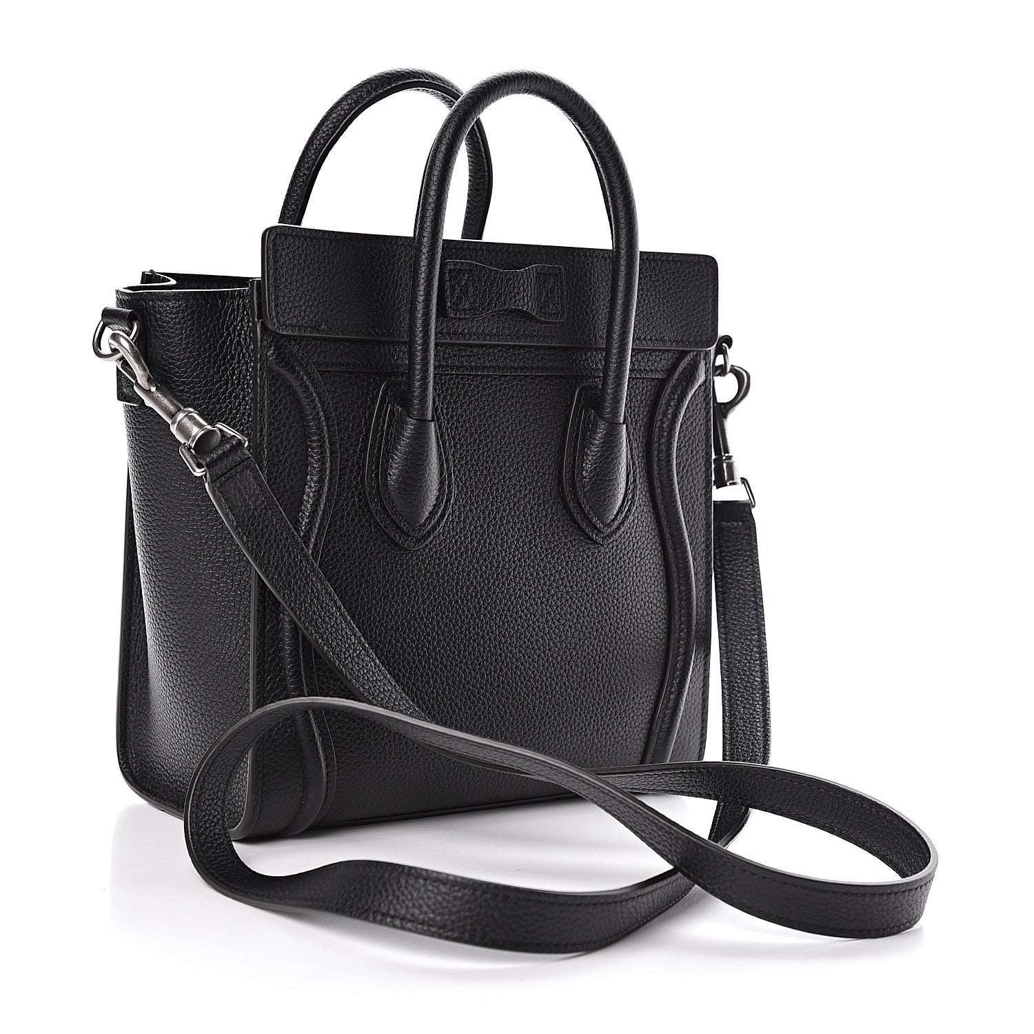 Celine Drummed Calfskin Nano Luggage Black 3 of 9