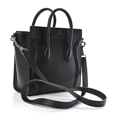 Celine Drummed Calfskin Nano Luggage Black 3 of 9